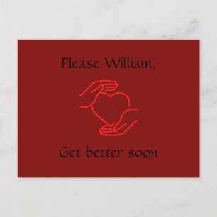 Briefkaart: Noem alsjeblieft, word snel beter, roo Briefkaart