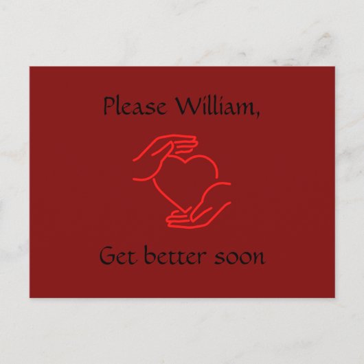 Briefkaart: Noem alsjeblieft, word snel beter, roo Briefkaart (Voorkant)