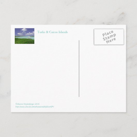 briefkaart / "Nog een dag in Turks- en Caicoseilan (Achterkant)