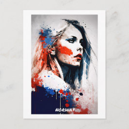 Briefkaart Noorwegen - Portret - Vrouwenwereld