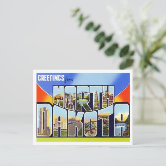 Briefkaart North Dakota Big Letters (Staand voorkant)