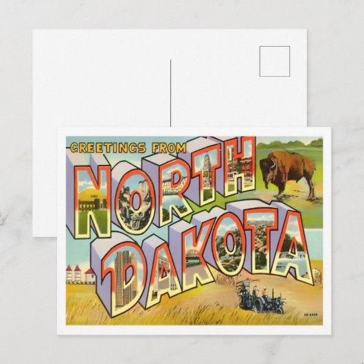 Briefkaart North Dakota Big Letters (Voorkant / Achterkant)