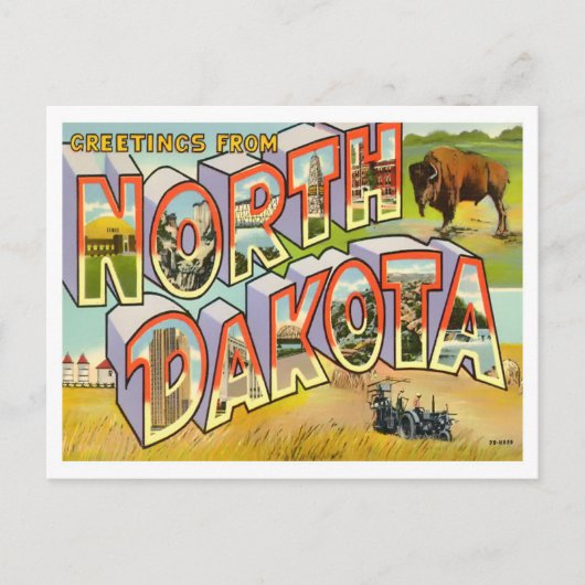 Briefkaart North Dakota Big Letters (Voorkant)