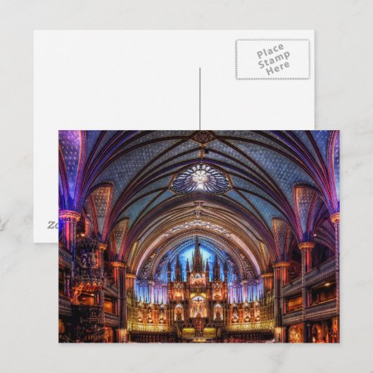 Briefkaart Notre-Dame Basilica in Montreal (Voorkant / Achterkant)