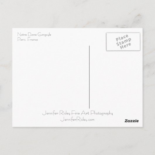 Briefkaart Notre Dame Gargoyle (Achterkant)