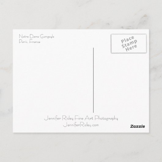 Briefkaart Notre Dame Gargoyle (Achterkant)