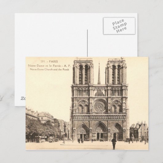  Briefkaart Notre Dame in Parijs (Voorkant / Achterkant)