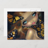 briefkaart "Nymph with Monarchs" (Voorkant / Achterkant)