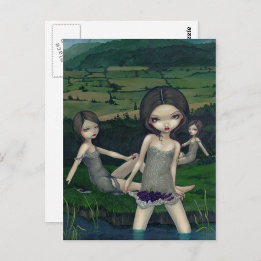 briefkaart "Nymphs Collecting Berries" (Voorkant / Achterkant)