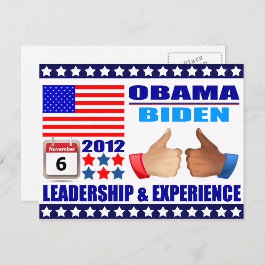 Briefkaart: Obama/Biden - Kalender - Leiderschap Briefkaart (Voorkant / Achterkant)