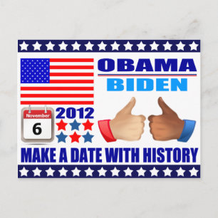 Briefkaart: Obama/Biden - Vlag - Datum W/Geschiede Briefkaart