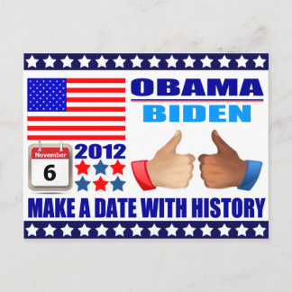 Briefkaart: Obama/Biden - Vlag - Datum W/Geschiede Briefkaart
