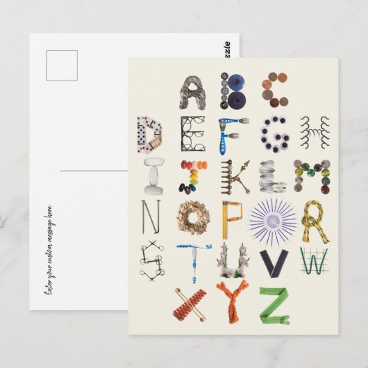 Briefkaart Objectalfabet | Terug naar school ABC A (Voorkant / Achterkant)