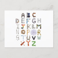 Briefkaart Objectalfabet | Terug naar school ABC A