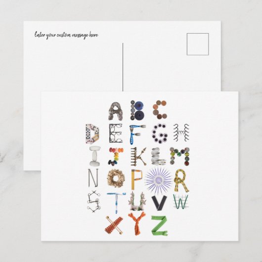 Briefkaart Objectalfabet | Terug naar school ABC A (Voorkant / Achterkant)