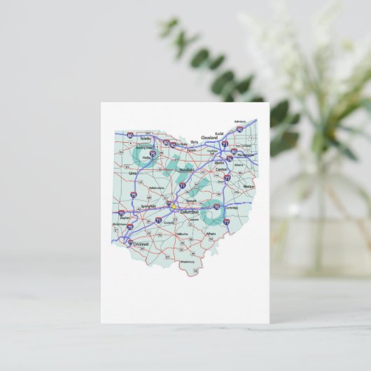 Briefkaart Ohio Interstate Map (Staand voorkant)