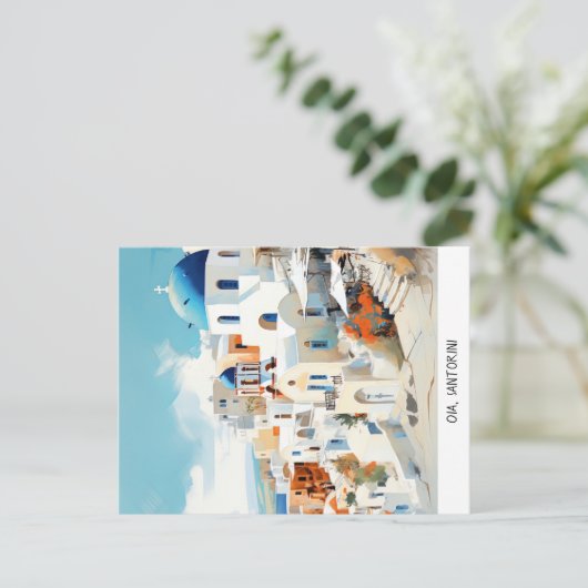 Briefkaart Oia Santorini (Staand voorkant)