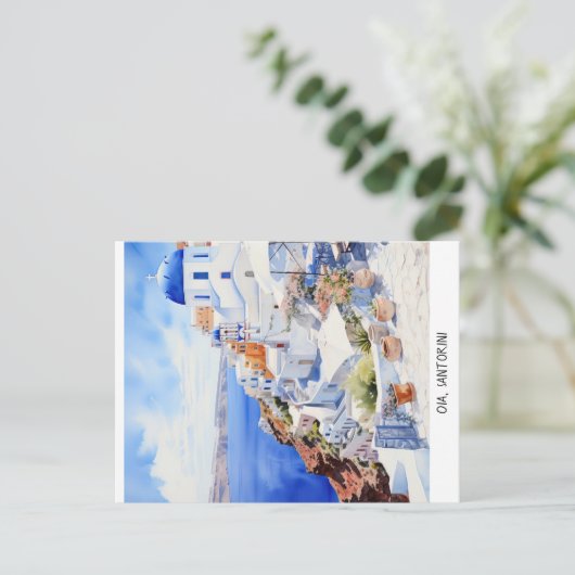 Briefkaart Oia Santorini (Staand voorkant)