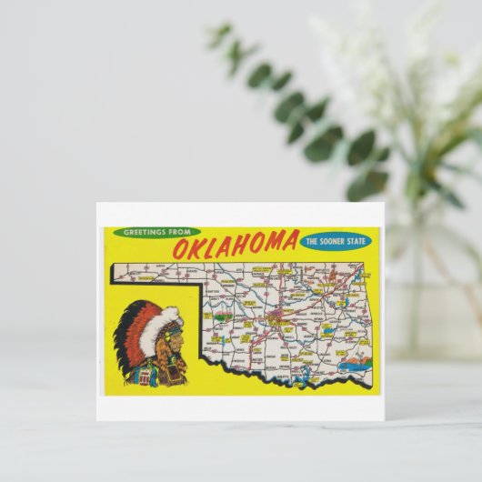 Briefkaart Oklahoma State Map (Staand voorkant)