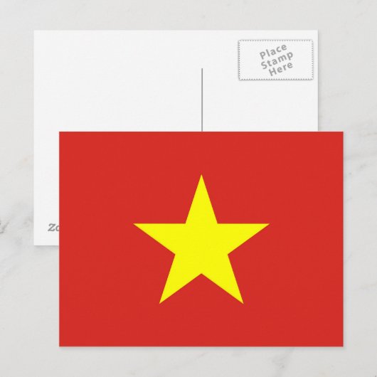 Briefkaart onder Vietnamese vlag (Voorkant / Achterkant)