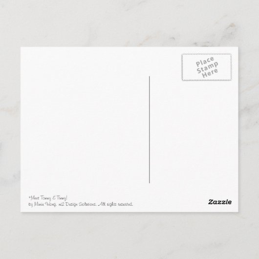 briefkaart 'ontmoeten Tommy & Timmy' (Achterkant)