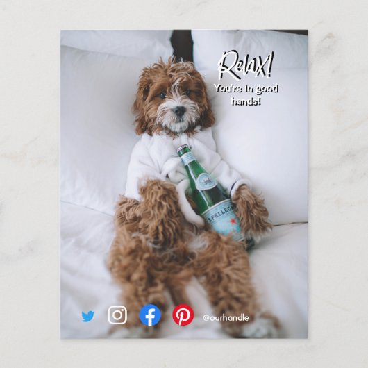 briefkaart ontspant beddehond flyer (Voorkant)