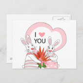 Briefkaart ontwerp met grappig konijnenstel (Voorkant / Achterkant)