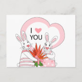 Briefkaart ontwerp met grappig konijnenstel (Voorkant)