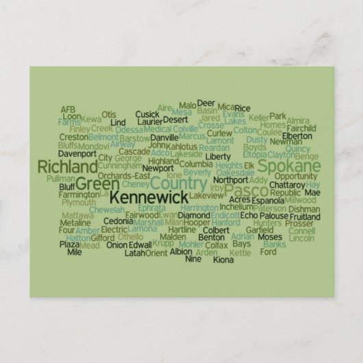 Briefkaart oostelijke Washington Cities (Voorkant)