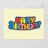 Briefkaart op de verjaardag met gekleurde tekst (Voorkant)