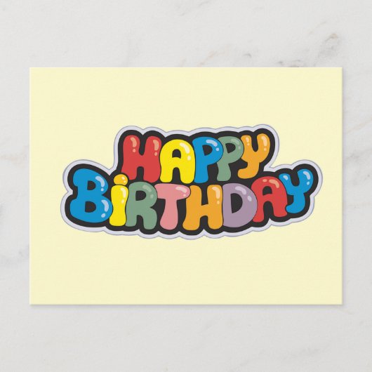 Briefkaart op de verjaardag met gekleurde tekst (Voorkant)