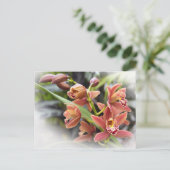 Briefkaart Oranje Cymbidium Orchid Flowers (Staand voorkant)
