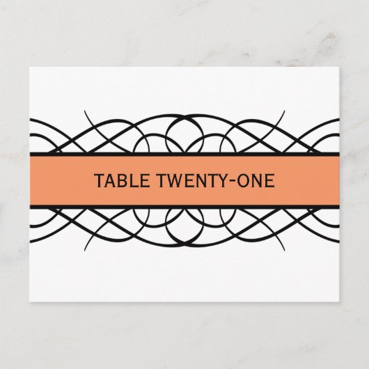 Briefkaart Oranje deco Flourish Table Number (Voorkant)