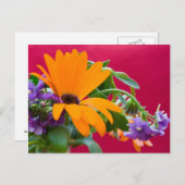 Briefkaart Oranje en Paars bloemthema (Voorkant / Achterkant)