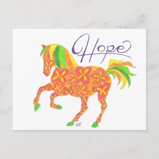 Briefkaart Oranje Hope Horse van Sherry Jarvis (Voorkant)