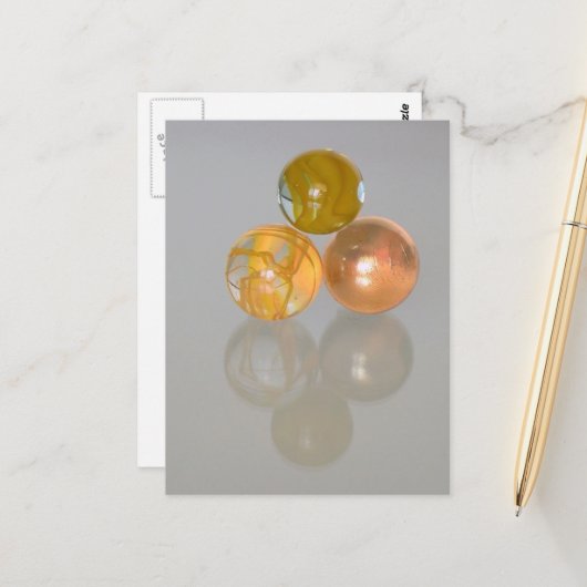 Briefkaart - oranje marmeren (Voorkant / Achterkant in situ)