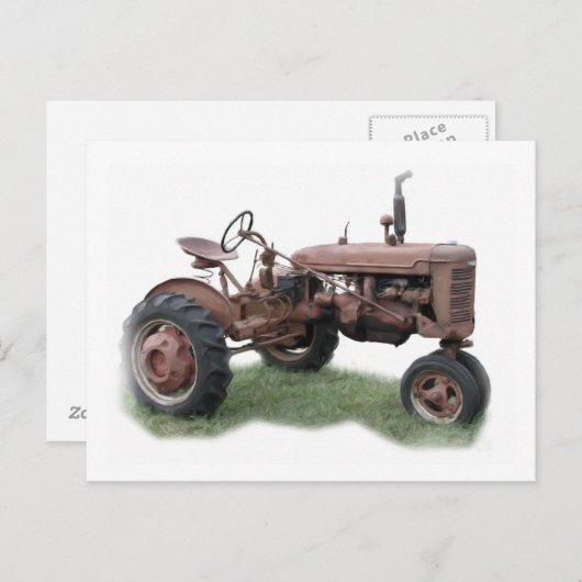 Briefkaart oude Boerderijen tractor (Voorkant / Achterkant)