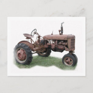 Briefkaart oude Boerderijen tractor