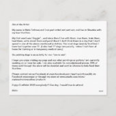 Briefkaart over de artiest (Achterkant)