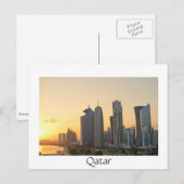 Briefkaart over Doha, Qatar White text (Voorkant / Achterkant)