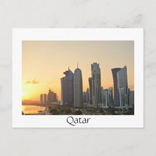 Briefkaart over Doha, Qatar White text (Voorkant)