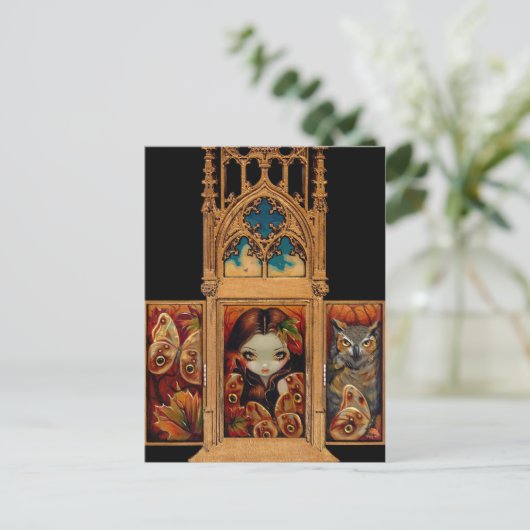 briefkaart "Owl Butterfly Triptych" (Staand voorkant)