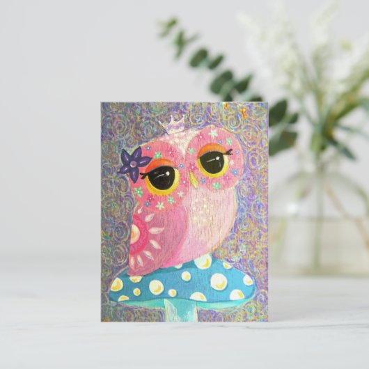 Briefkaart Owl Fairy Princess (Staand voorkant)