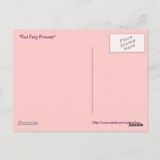 Briefkaart Owl Fairy Princess (Achterkant)