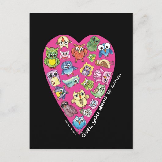 briefkaart 'Owl je nodig hebt is liefde' #3 (Voorkant)
