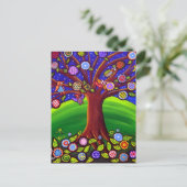 Briefkaart Owl Tree Fun Folk (Staand voorkant)