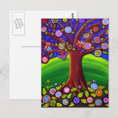 Briefkaart Owl Tree Fun Folk (Voorkant / Achterkant)