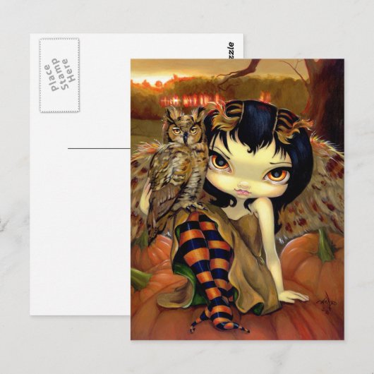 briefkaart "Owlyn in Autumn" (Voorkant / Achterkant)