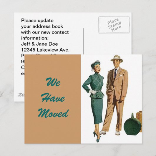 Briefkaart  paar verplaatst nieuw adres-pc (Voorkant / Achterkant)