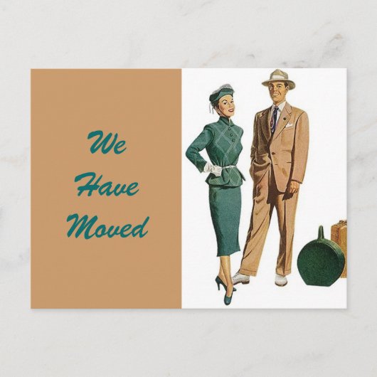 Briefkaart  paar verplaatst nieuw adres-pc (Voorkant)